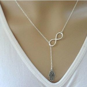 Fatima Hamsa Hand Lucky 8 Necklace New